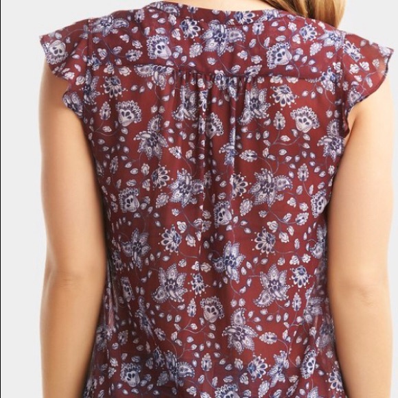 TARTE COLLECTIONS Fiona Cap Ruffled Sleeve Floral Sheer Top Blouse Size S NEW - Picture 3 of 9